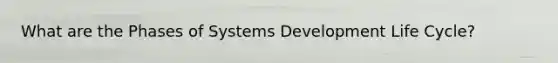 What are the Phases of Systems Development Life Cycle?