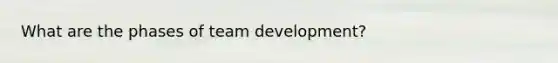 What are the phases of team development?