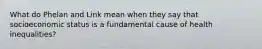 What do Phelan and Link mean when they say that socioeconomic status is a fundamental cause of health inequalities?