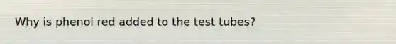 Why is phenol red added to the test tubes?