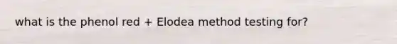 what is the phenol red + Elodea method testing for?