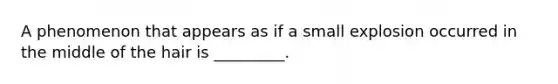 A phenomenon that appears as if a small explosion occurred in the middle of the hair is _________.