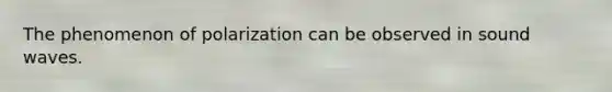 The phenomenon of polarization can be observed in sound waves.