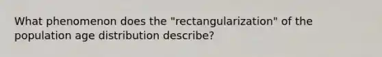 What phenomenon does the "rectangularization" of the population age distribution describe?