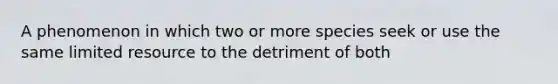 A phenomenon in which two or more species seek or use the same limited resource to the detriment of both