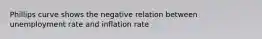 Phillips curve shows the negative relation between unemployment rate and inflation rate