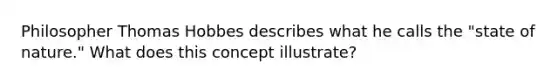Philosopher Thomas Hobbes describes what he calls the "state of nature." What does this concept illustrate?