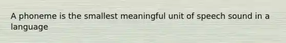 A phoneme is the smallest meaningful unit of speech sound in a language