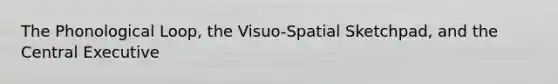 The Phonological Loop, the Visuo-Spatial Sketchpad, and the Central Executive