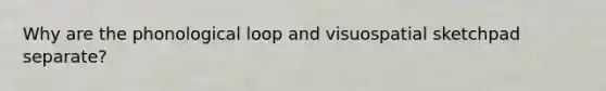 Why are the phonological loop and visuospatial sketchpad separate?