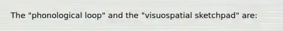 The "phonological loop" and the "visuospatial sketchpad" are: