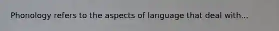 Phonology refers to the aspects of language that deal with...
