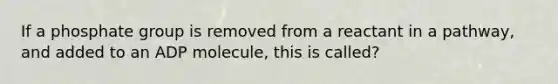 If a phosphate group is removed from a reactant in a pathway, and added to an ADP molecule, this is called?