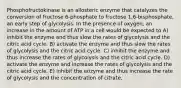 Phosphofructokinase is an allosteric enzyme that catalyzes the conversion of fructose 6-phosphate to fructose 1,6-bisphosphate, an early step of glycolysis. In the presence of oxygen, an increase in the amount of ATP in a cell would be expected to A) inhibit the enzyme and thus slow the rates of glycolysis and the citric acid cycle. B) activate the enzyme and thus slow the rates of glycolysis and the citric acid cycle. C) inhibit the enzyme and thus increase the rates of glycolysis and the citric acid cycle. D) activate the enzyme and increase the rates of glycolysis and the citric acid cycle. E) inhibit the enzyme and thus increase the rate of glycolysis and the concentration of citrate.