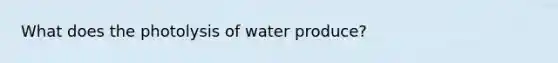 What does the photolysis of water produce?