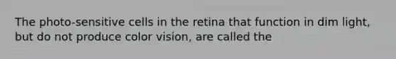 The photo-sensitive cells in the retina that function in dim light, but do not produce color vision, are called the