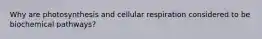 Why are photosynthesis and cellular respiration considered to be biochemical pathways?