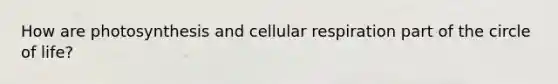 How are photosynthesis and cellular respiration part of the circle of life?