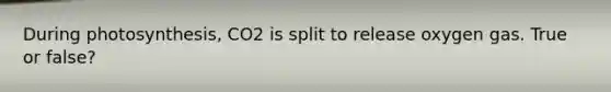 During photosynthesis, CO2 is split to release oxygen gas. True or false?