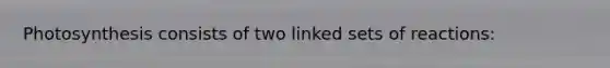Photosynthesis consists of two linked sets of reactions: