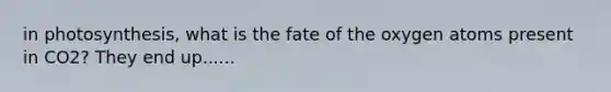 in photosynthesis, what is the fate of the oxygen atoms present in CO2? They end up......