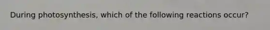 During photosynthesis, which of the following reactions occur?