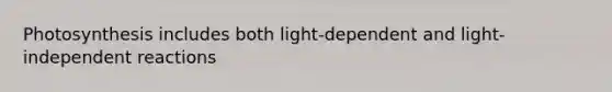 Photosynthesis includes both light-dependent and light-independent reactions