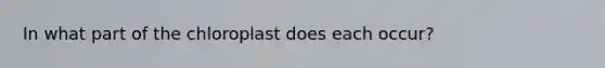 In what part of the chloroplast does each occur?