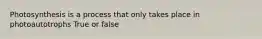 Photosynthesis is a process that only takes place in photoautotrophs True or false
