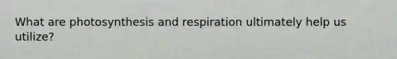 What are photosynthesis and respiration ultimately help us utilize?