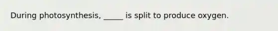 During photosynthesis, _____ is split to produce oxygen.