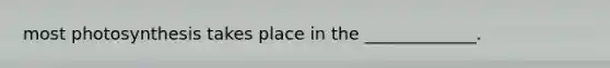 most photosynthesis takes place in the _____________.