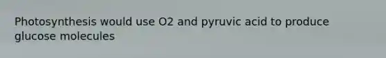 Photosynthesis would use O2 and pyruvic acid to produce glucose molecules