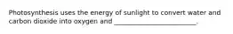 Photosynthesis uses the energy of sunlight to convert water and carbon dioxide into oxygen and _________________________.