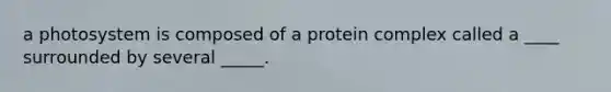 a photosystem is composed of a protein complex called a ____ surrounded by several _____.