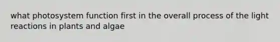 what photosystem function first in the overall process of the light reactions in plants and algae