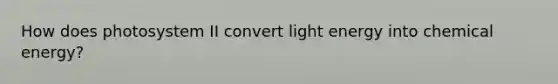 How does photosystem II convert light energy into chemical energy?