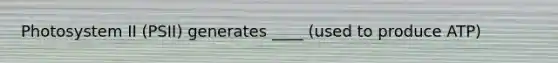 Photosystem II (PSII) generates ____ (used to produce ATP)