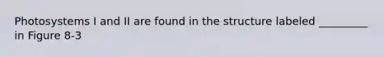Photosystems I and II are found in the structure labeled _________ in Figure 8-3