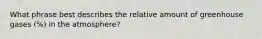 What phrase best describes the relative amount of greenhouse gases (%) in the atmosphere?