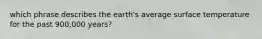 which phrase describes the earth's average surface temperature for the past 900,000 years?