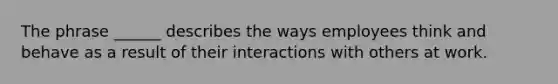 The phrase ______ describes the ways employees think and behave as a result of their interactions with others at work.