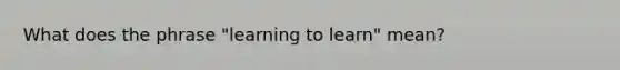 What does the phrase "learning to learn" mean?