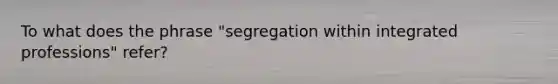 To what does the phrase "segregation within integrated professions" refer?