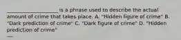 ____________________ is a phrase used to describe the actual amount of crime that takes place. A. "Hidden figure of crime" B. "Dark prediction of crime" C. "Dark figure of crime" D. "Hidden prediction of crime"