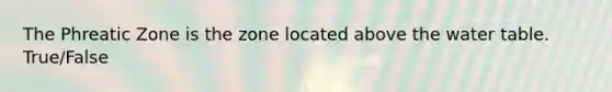 The Phreatic Zone is the zone located above the water table. True/False
