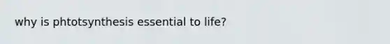 why is phtotsynthesis essential to life?