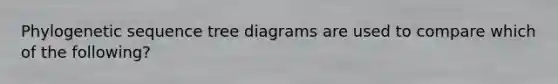 Phylogenetic sequence tree diagrams are used to compare which of the following?