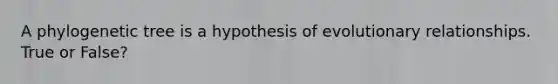 A phylogenetic tree is a hypothesis of evolutionary relationships. True or False?