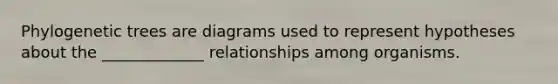 Phylogenetic trees are diagrams used to represent hypotheses about the _____________ relationships among organisms.